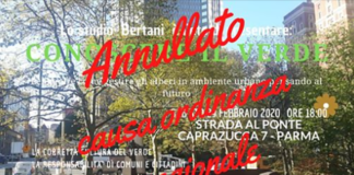 Rimandato a data da destinarsi l’evento #verdeecittà previsto il 29 febbraio allo Studio Bertani di Parma