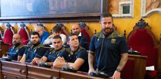 Gli Atleti e i dirigenti della Società Sportiva” Rugby Parma Fc 1931” ricevuti dal Sindaco e dall’Assessore allo Sport Marco Bosi nella Sala del Consiglio Comunale